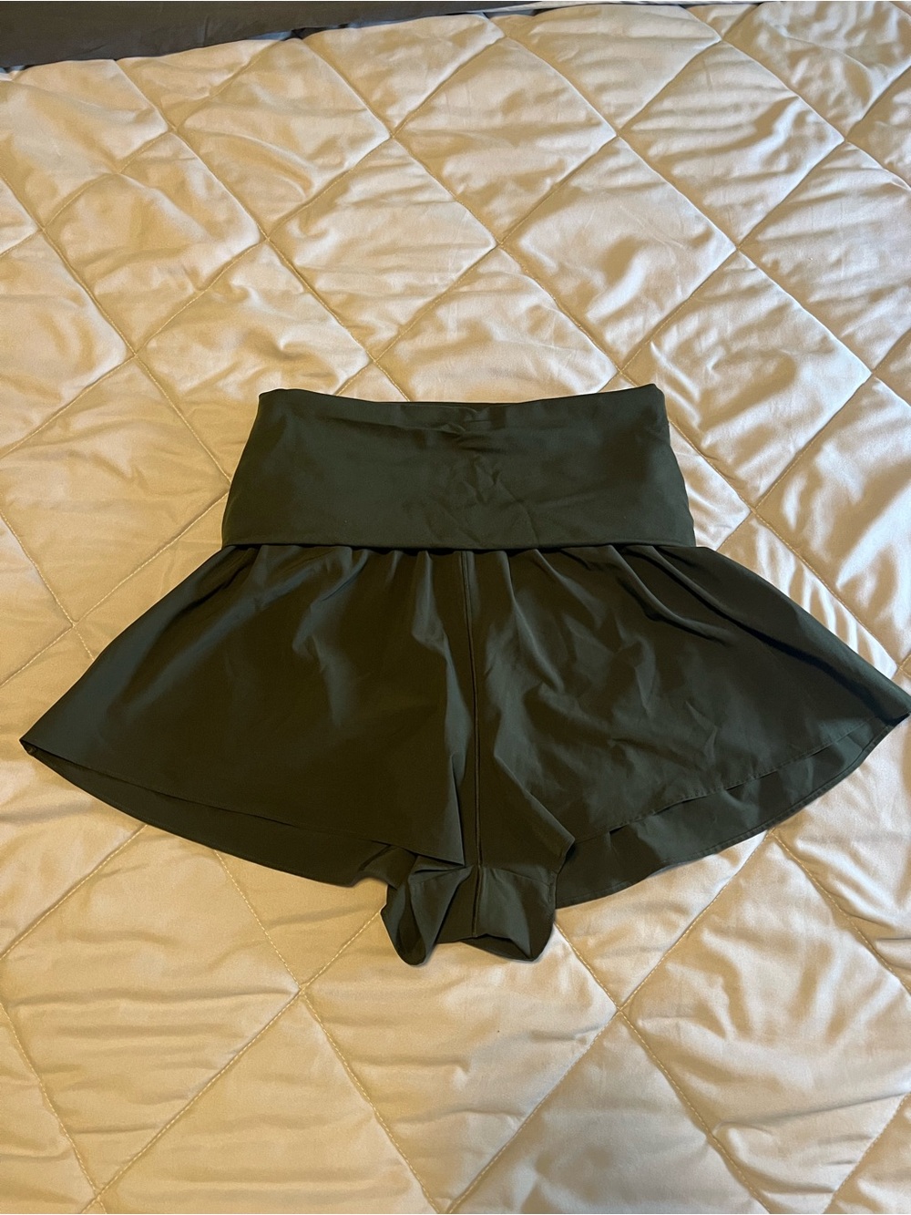 aerie Olive Fold-Over Waist Athletic Skort - Picture 2 of 5
